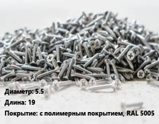 Шуруп 5.5х19 с полимерным покрытием, RAL 5005